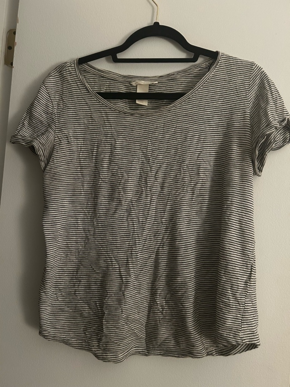 Basic Editions Black and White Striped Short Sleeve Tee